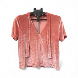 Madewell Women’s Velvet Tie-Neck Top in Dried Coral Size Large